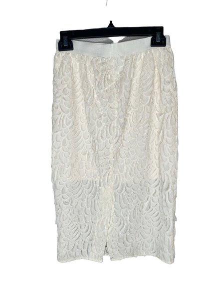 Beulahstyle CD6004-S Midi Pencil Skirt Ivory Size Small - Picture 2 of 6